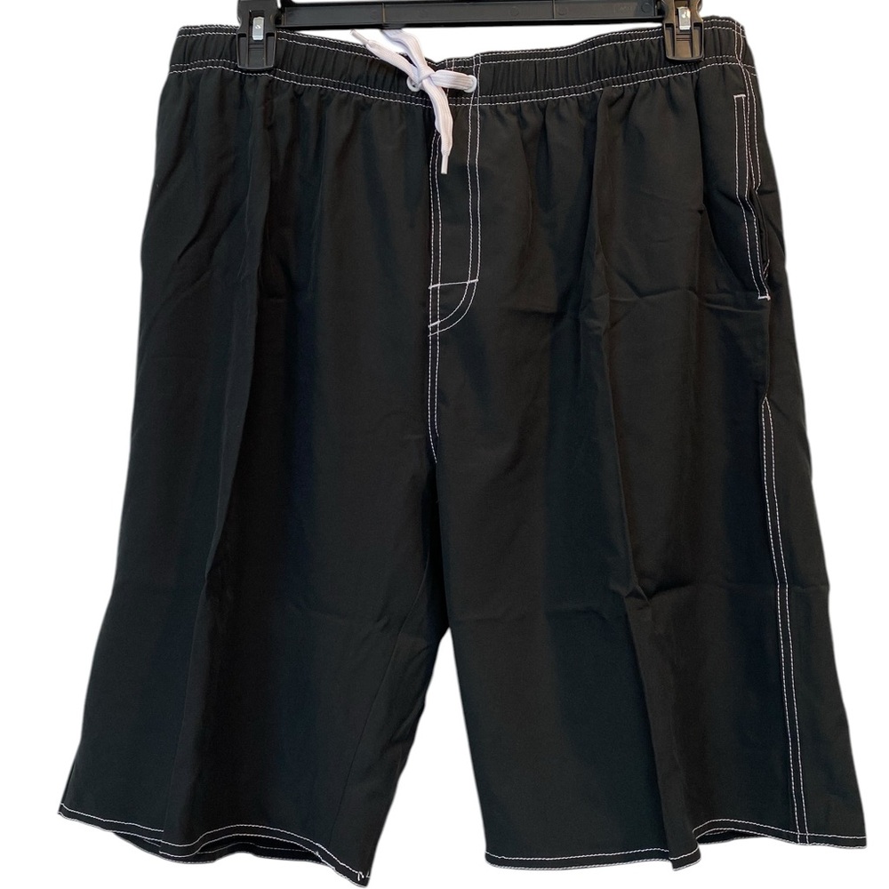 New Black Men's Swim Board Shorts with Contrast Stitching Size 38